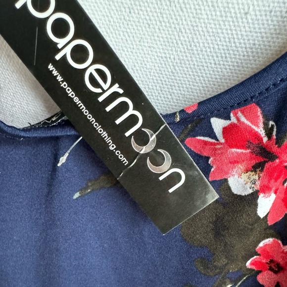 Papermoon Basima Back Detail Navy Floral Strappy Knit Tank Top Size 3X NWT - Picture 5 of 6